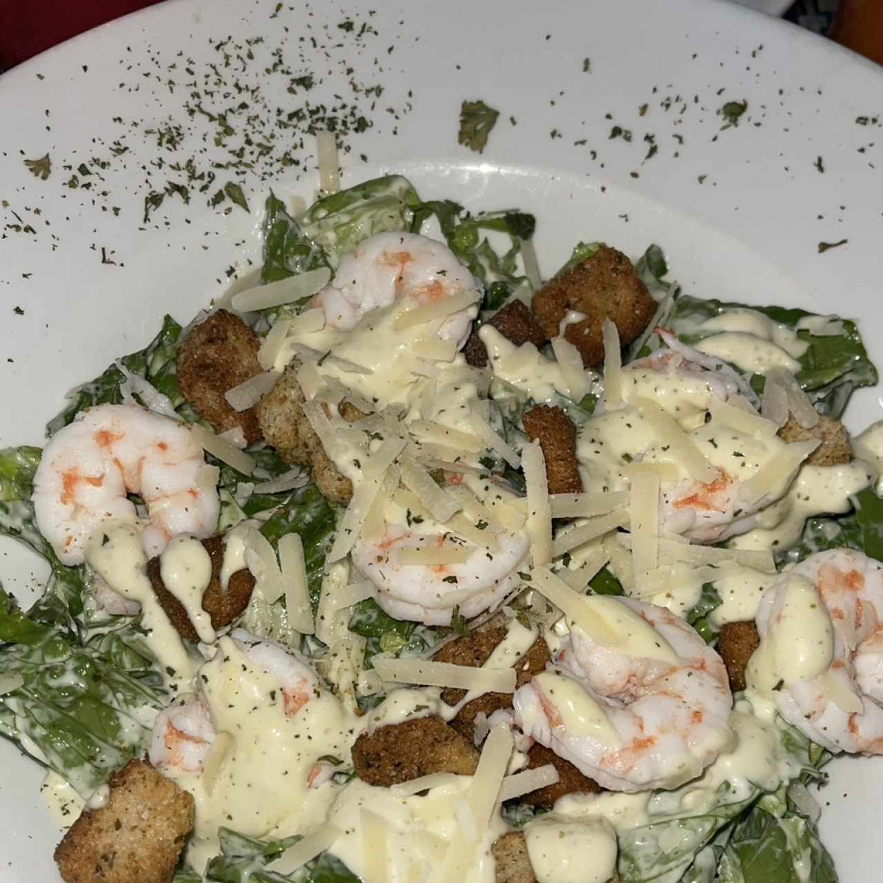 Ensalda cesar con camarones 