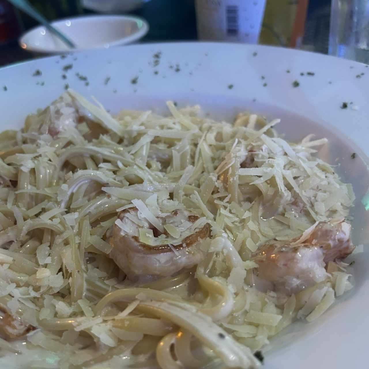 Pastas- Spaguetti de Camarones en salsa Alfredo