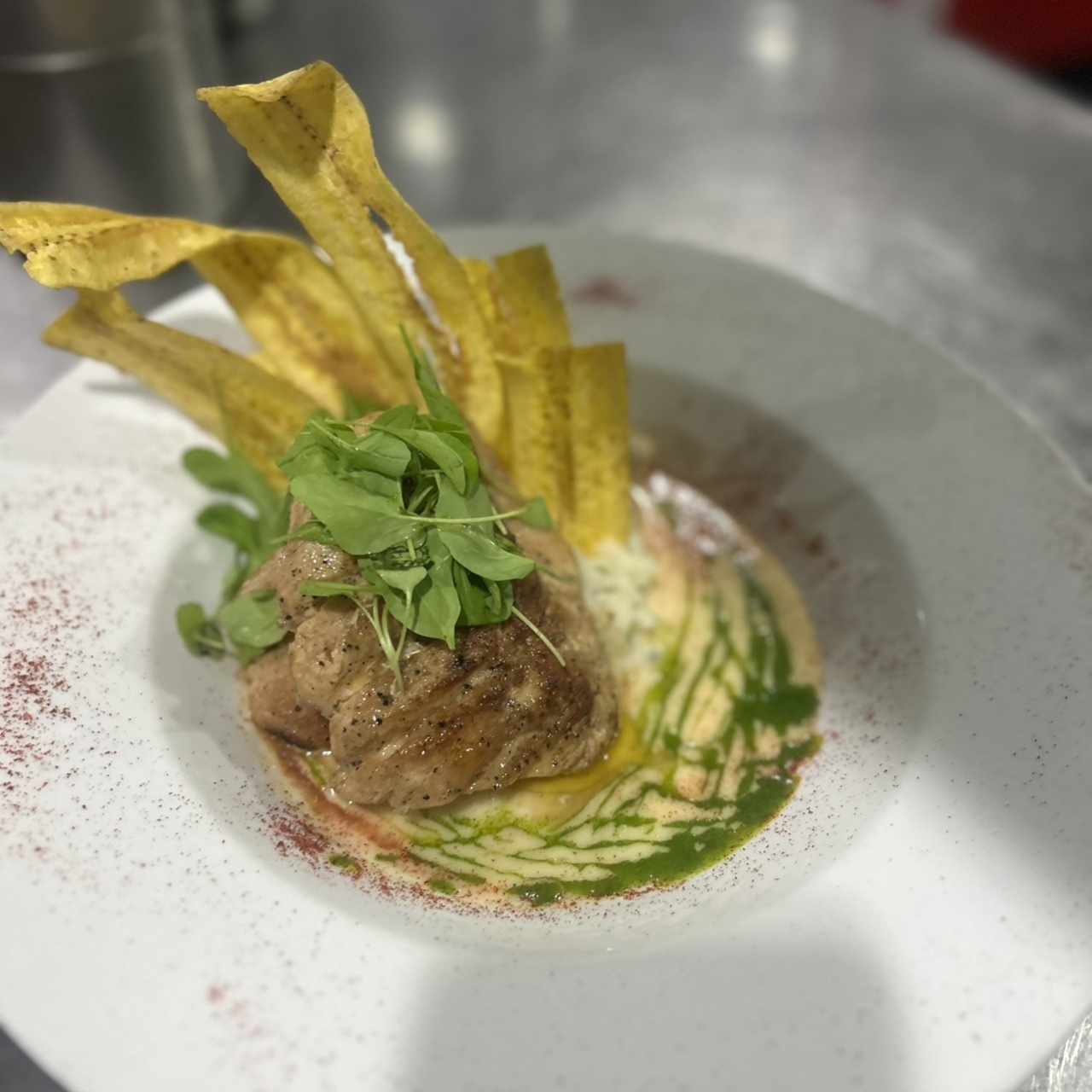 Filete de peecado en salsa de coco y mango