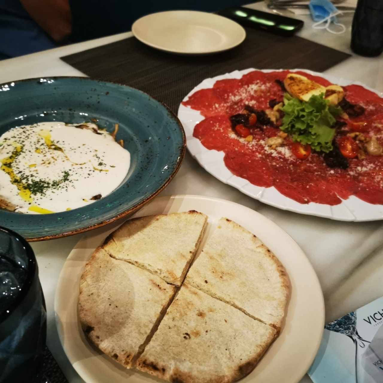 Carpaccio de carne y entrada de berenjenas ✅