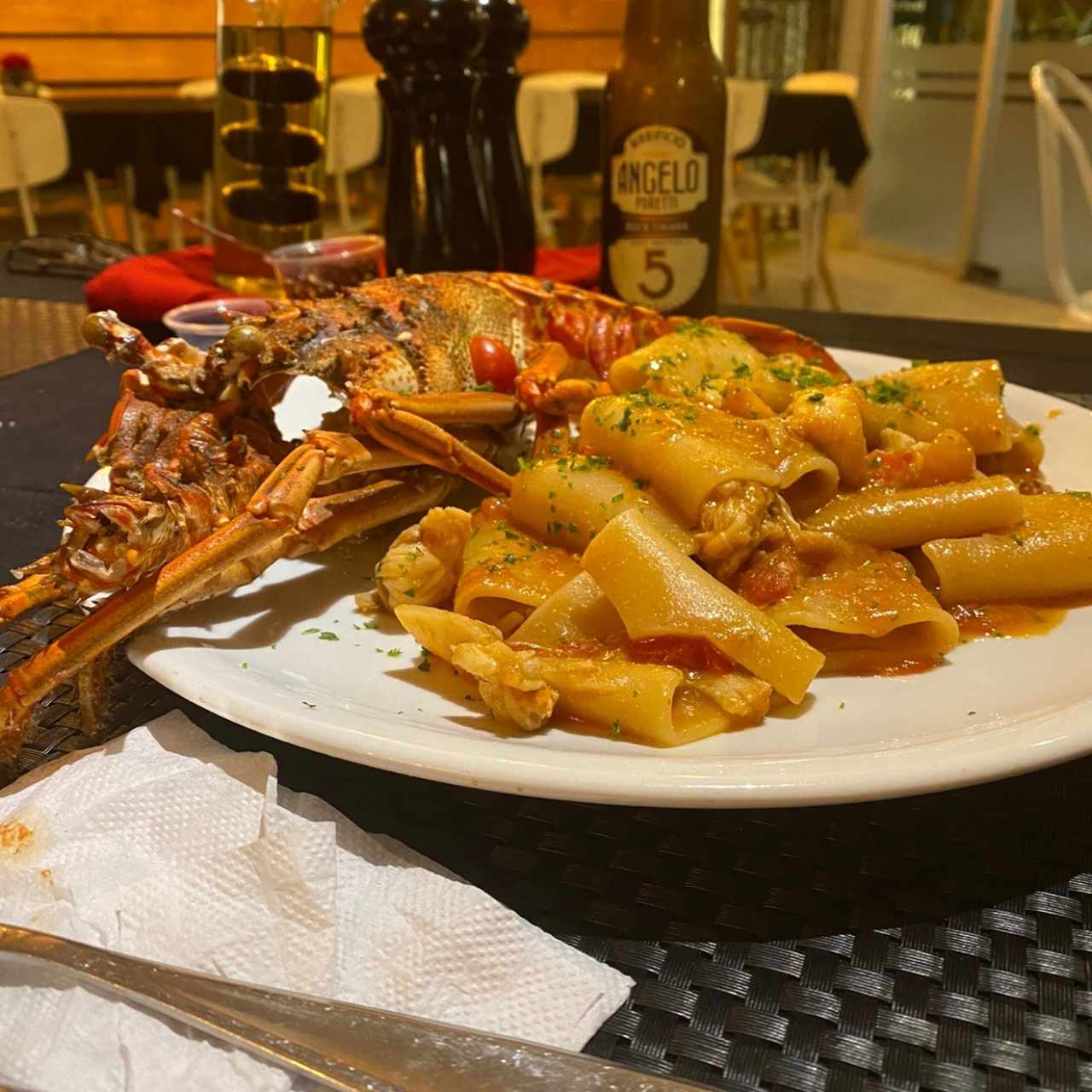 pastucchi alla arangosta (pasta con langosta)