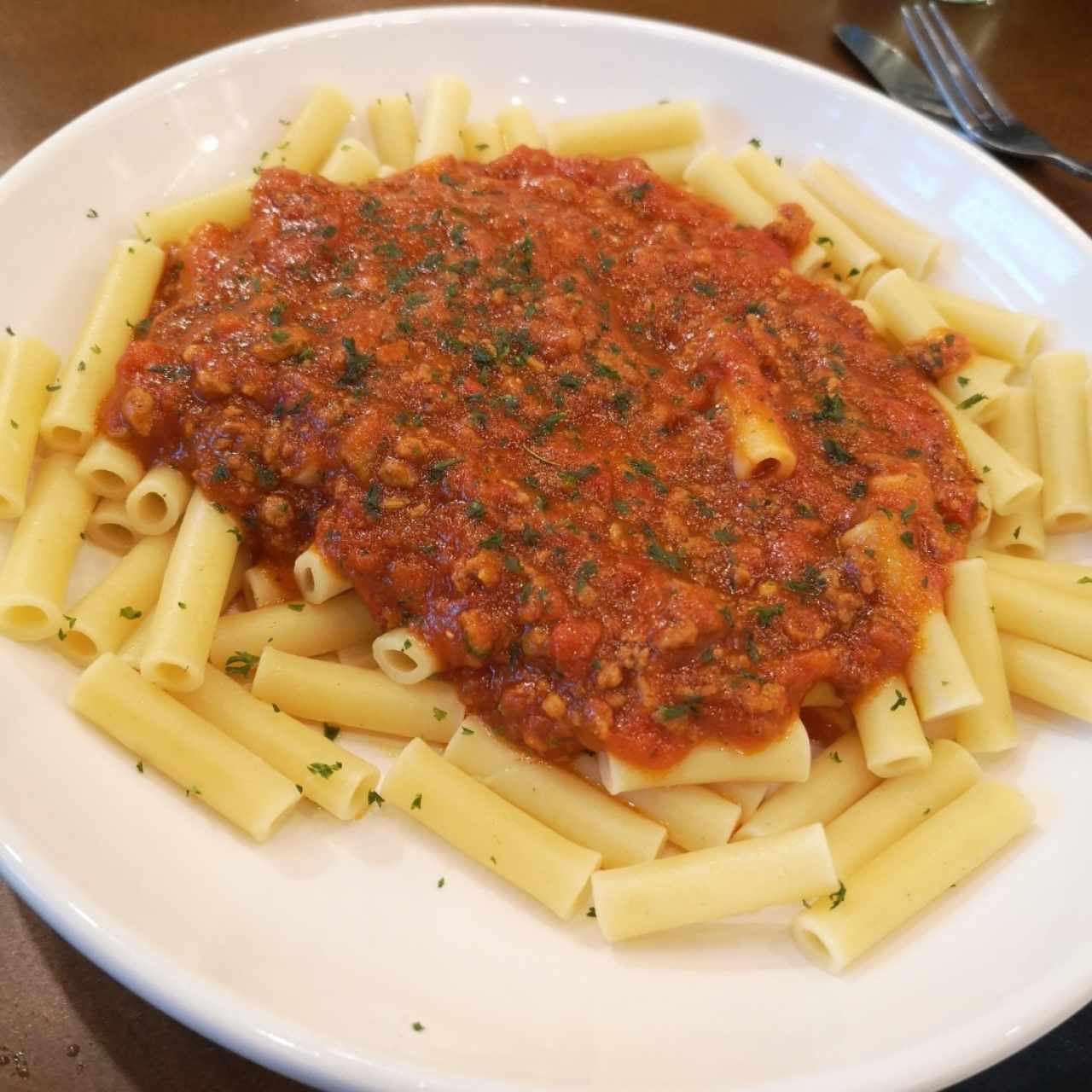 pasta penne a la bolognesa sin queso