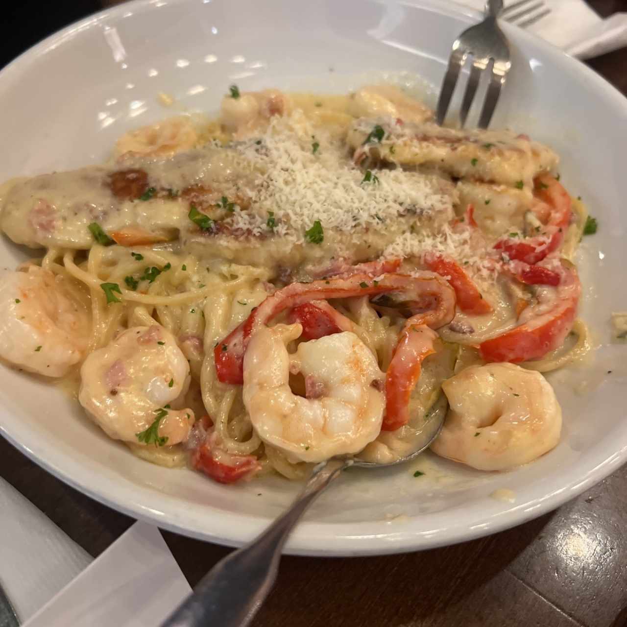Chicken & Shrimp Carbonara