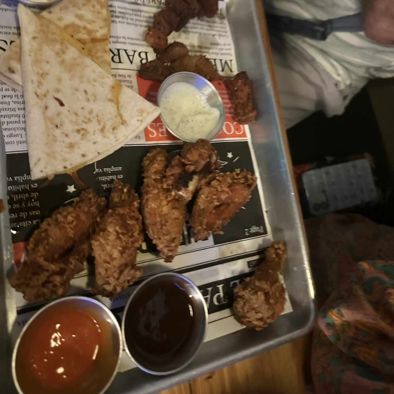 wings  quesadillas 