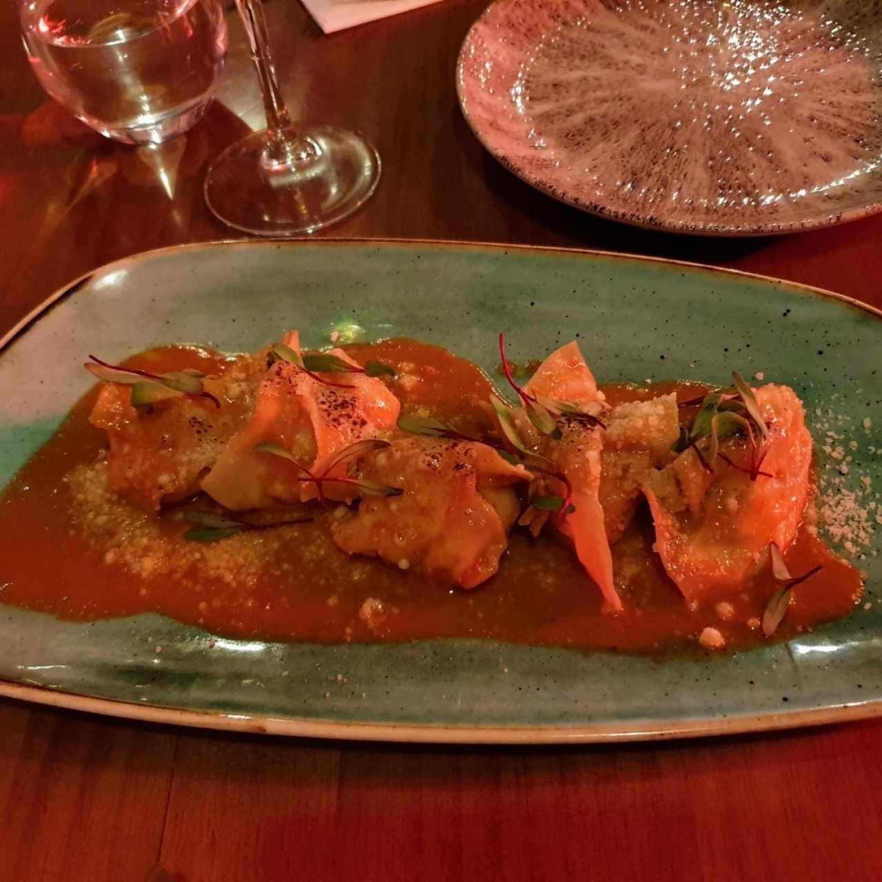 Antipasti - Raviolis di Gamberoni