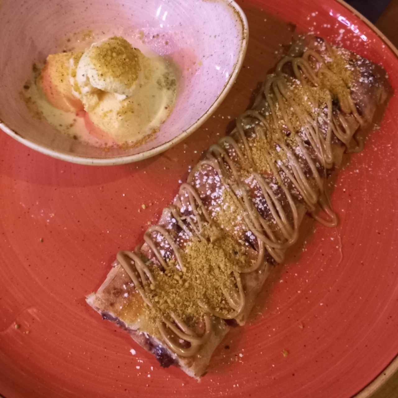 Postre de Nutella y pistachos