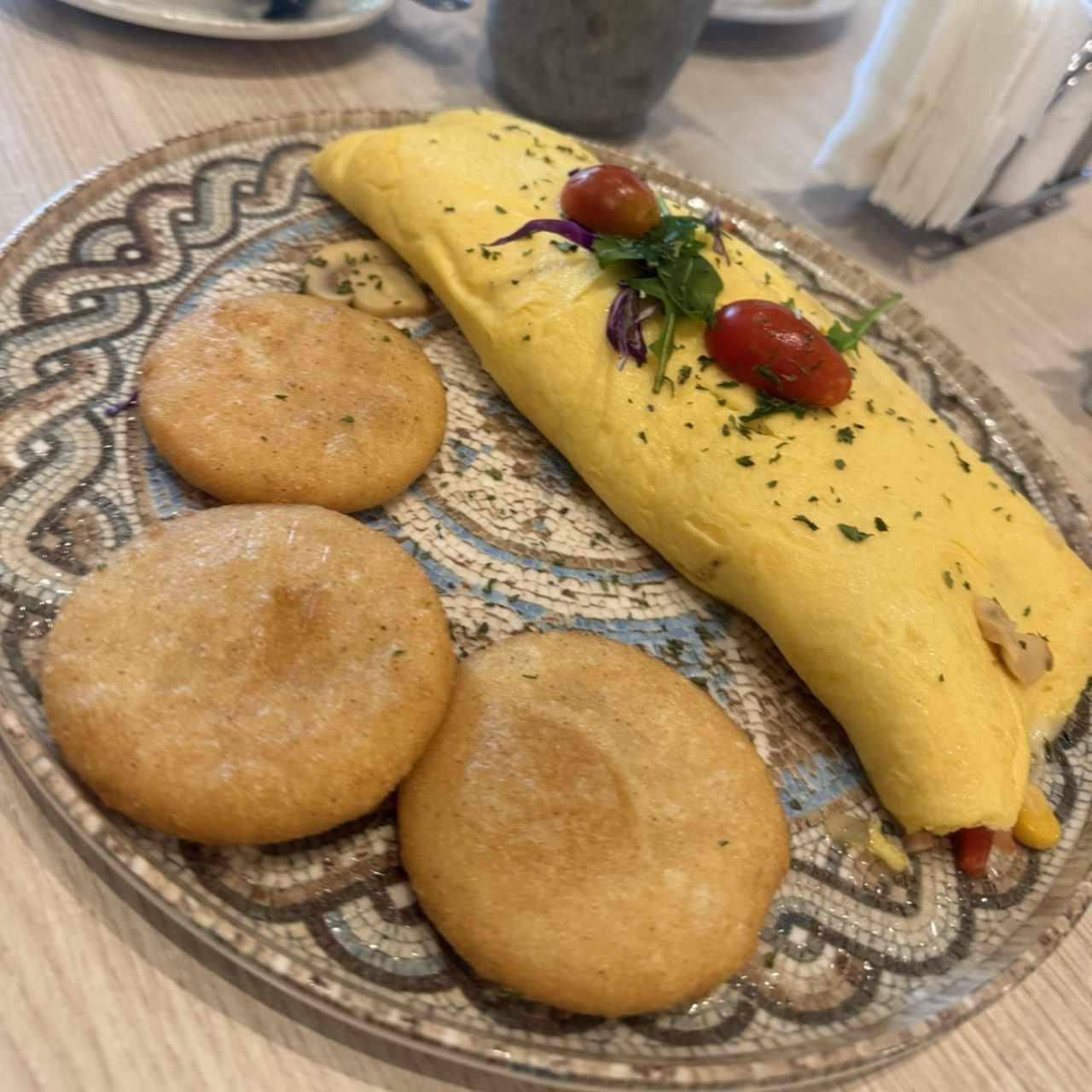 Omelette con arepa