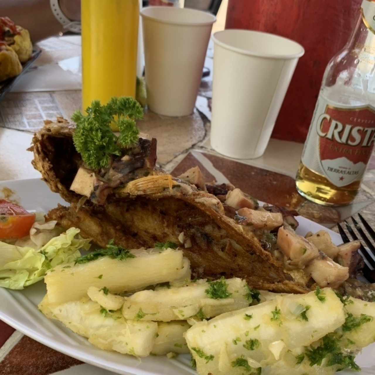 Mariscos - Corvina Con Pulpo