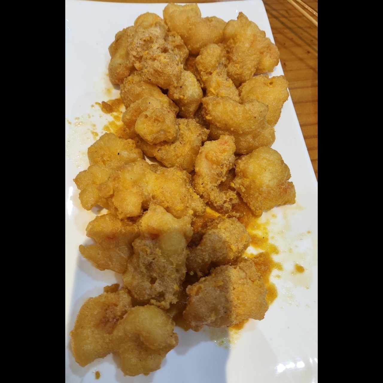 Camarones apandos con yema de huevo