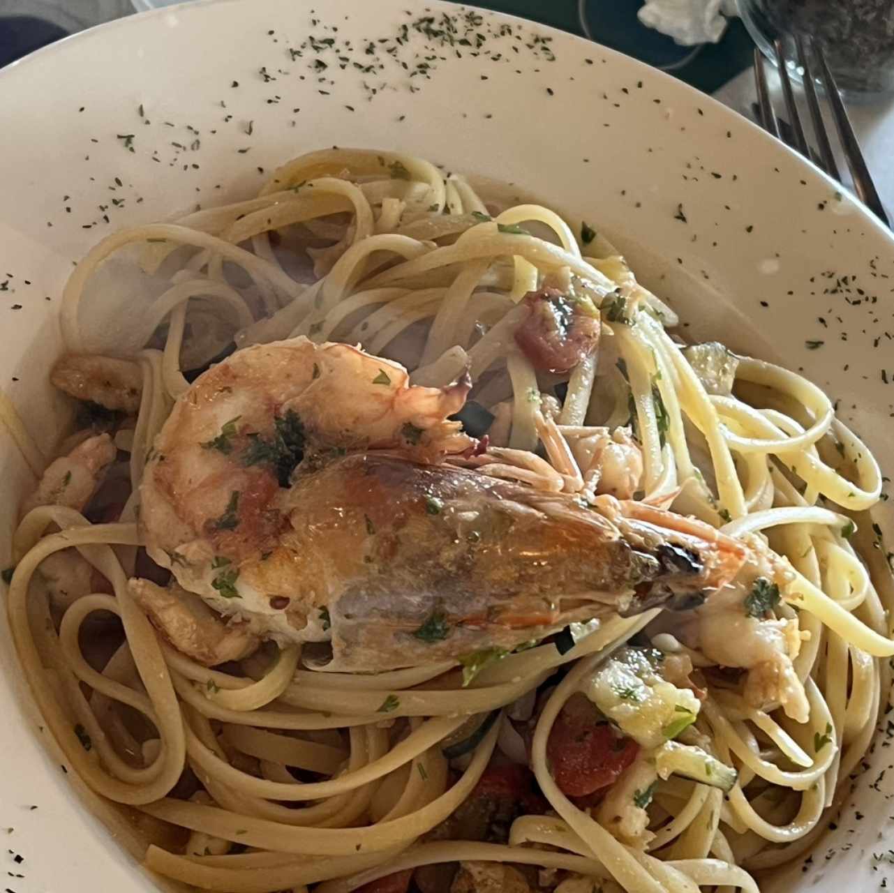 Linguine con Gamberoni