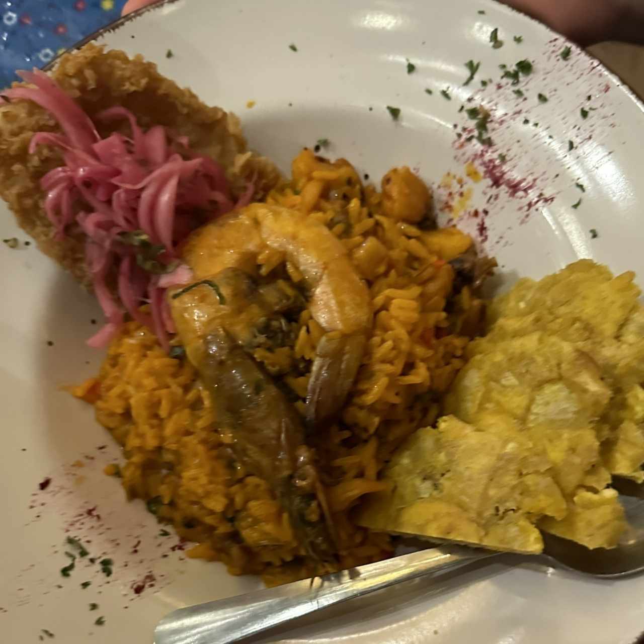 Guacho de Mariscos, Langostino y Sombrero de Pescado