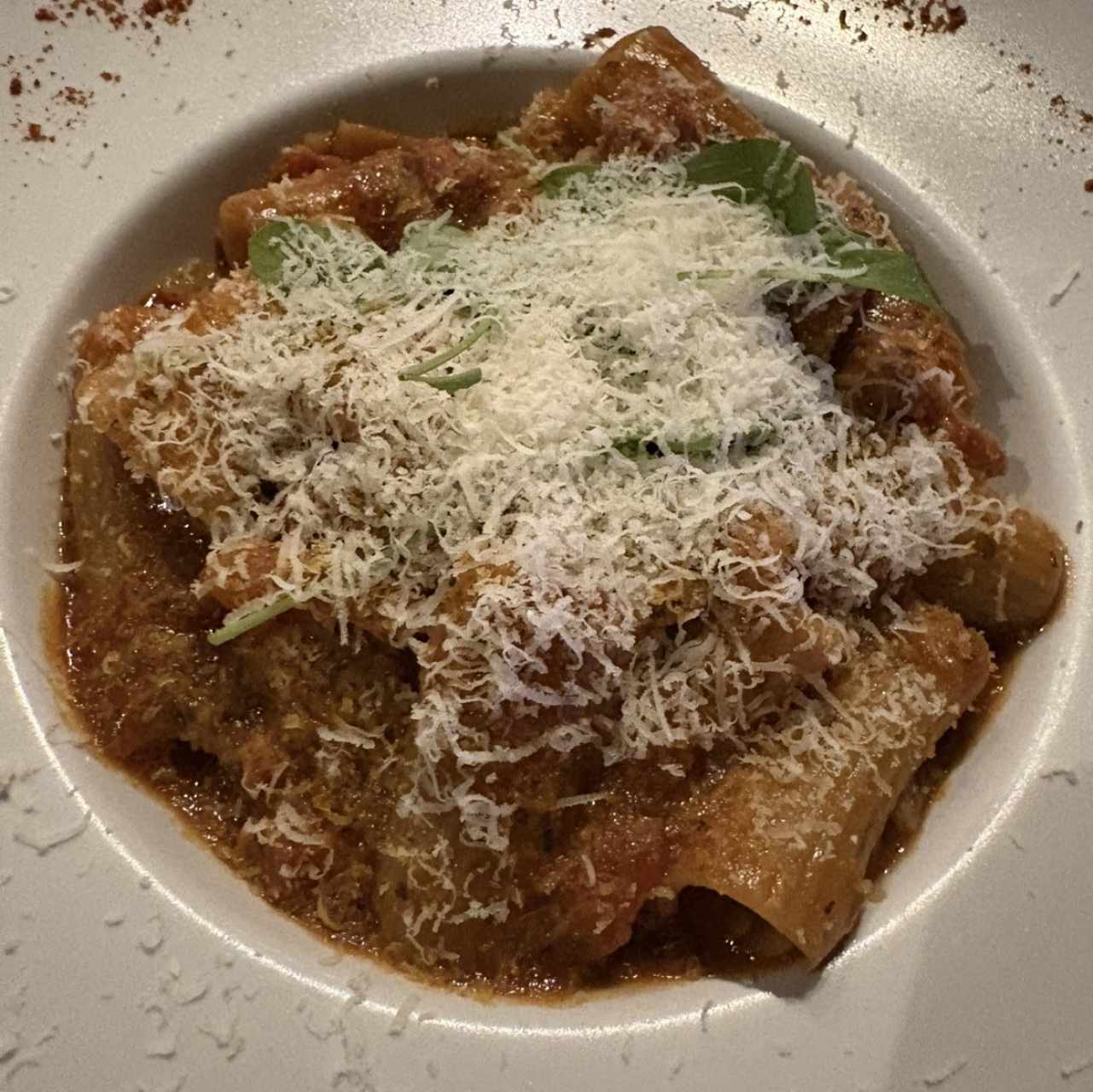 Rigatonnis al Ragu con Chorizo