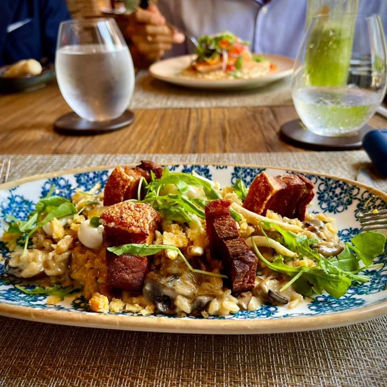 Risotto con chicharrón de puerco. 
