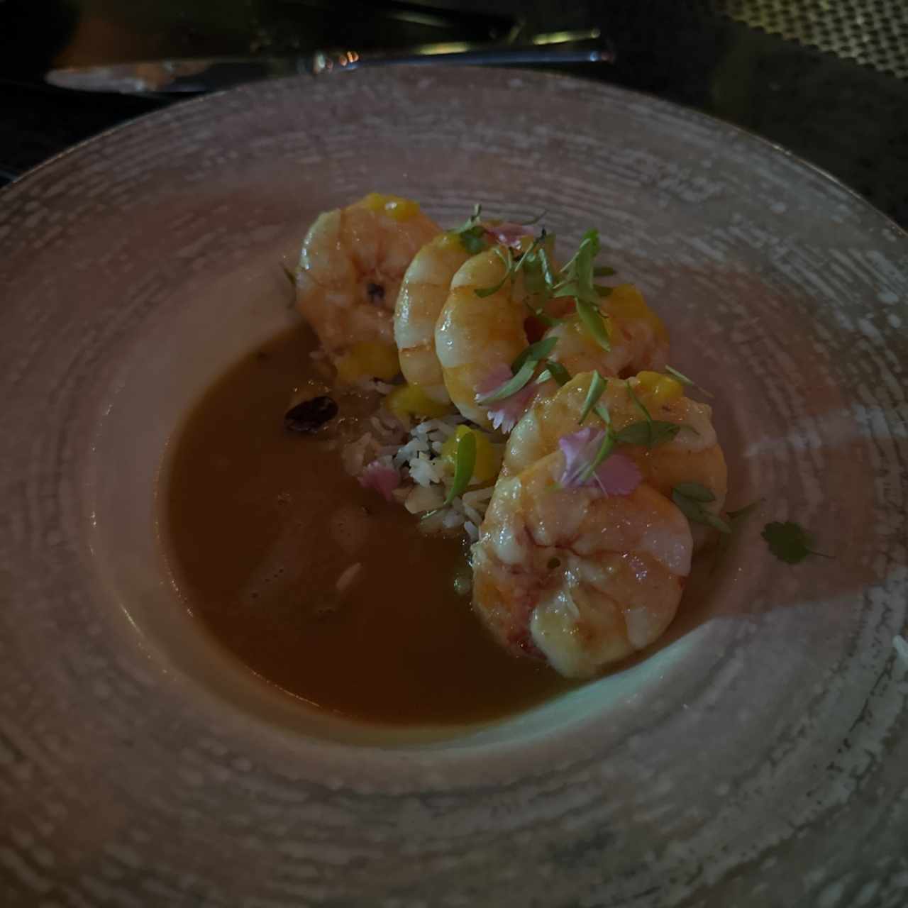 Langostinos en Coco y Azafrán