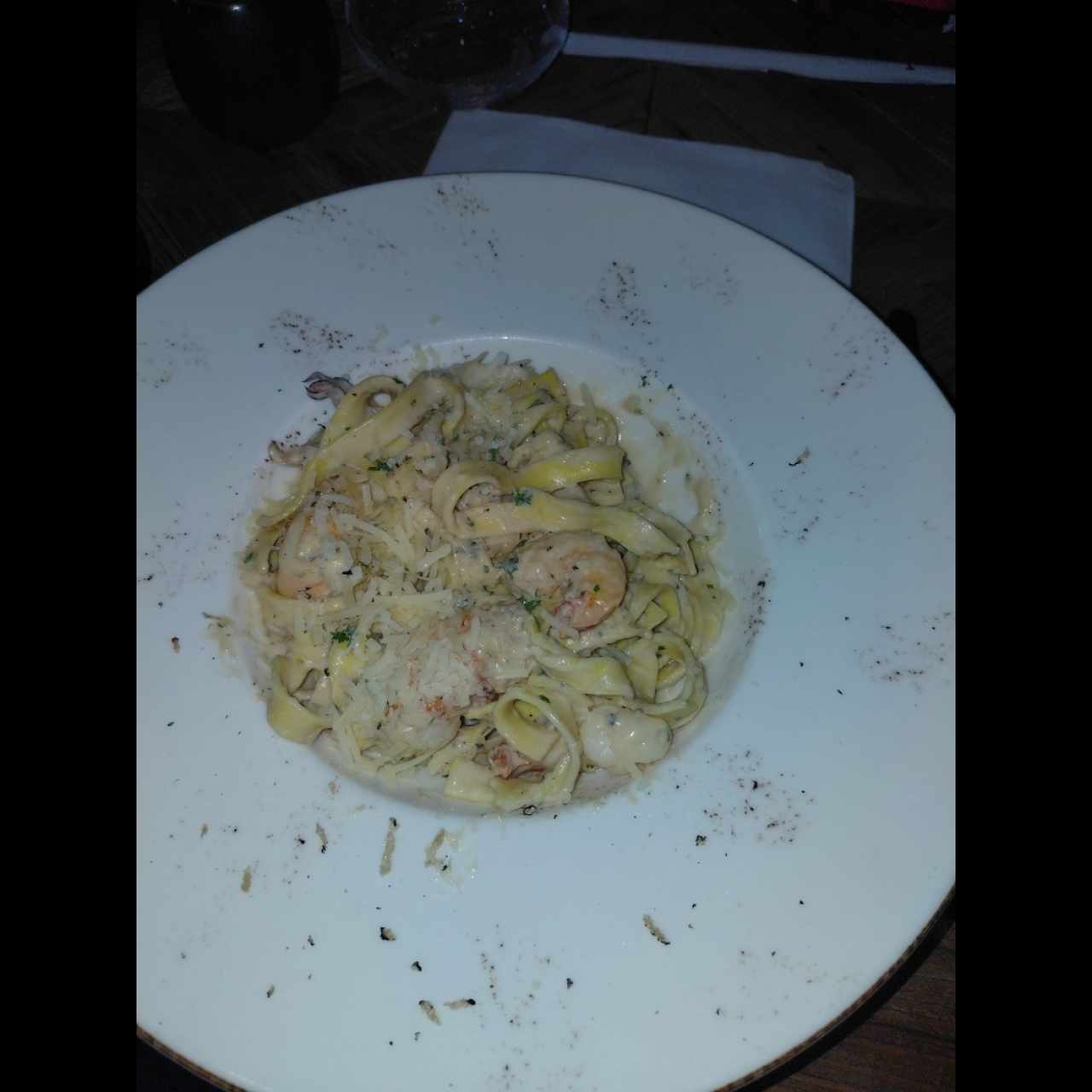fettucini con langostinos 