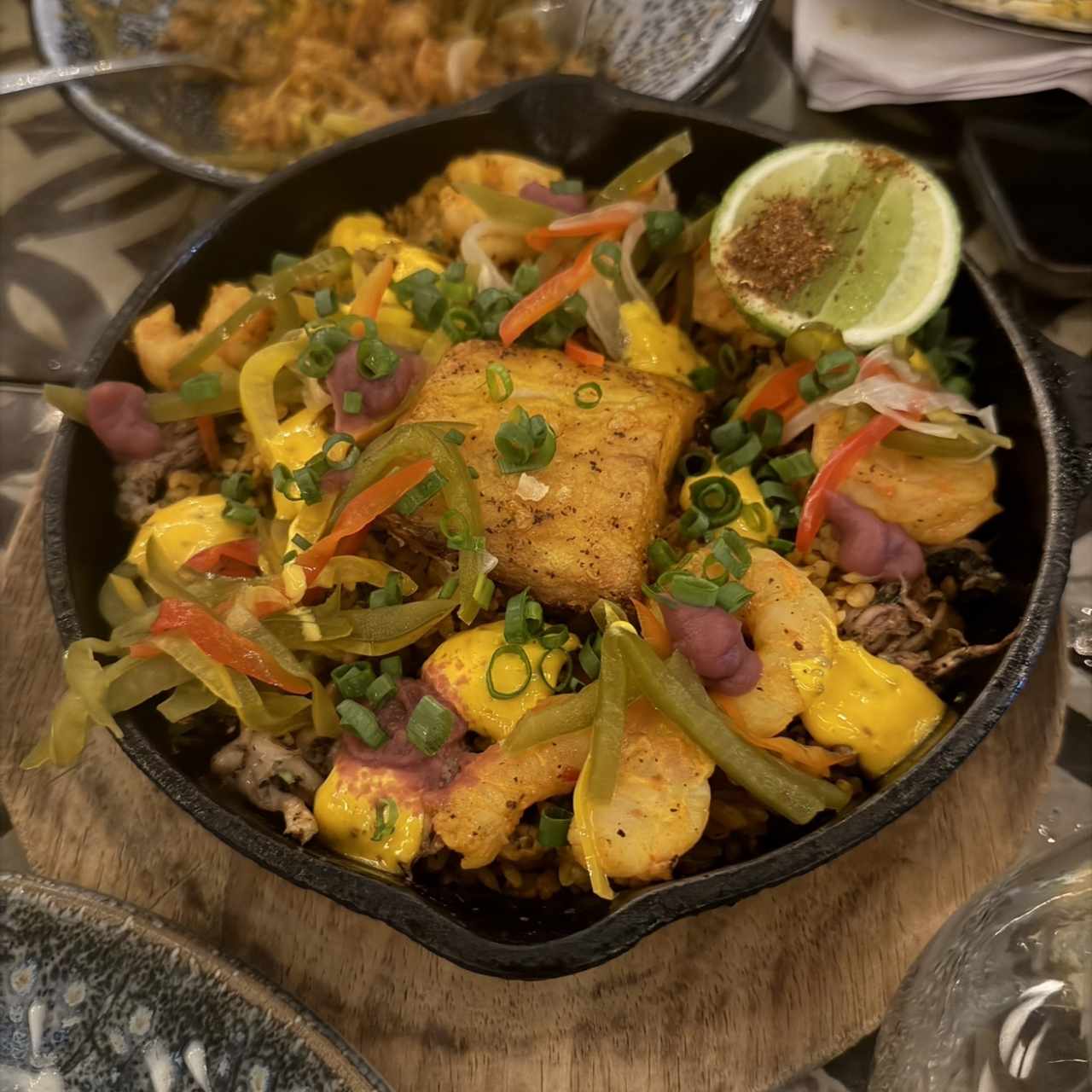 Arroz con Concolón de mariscos y Pescado