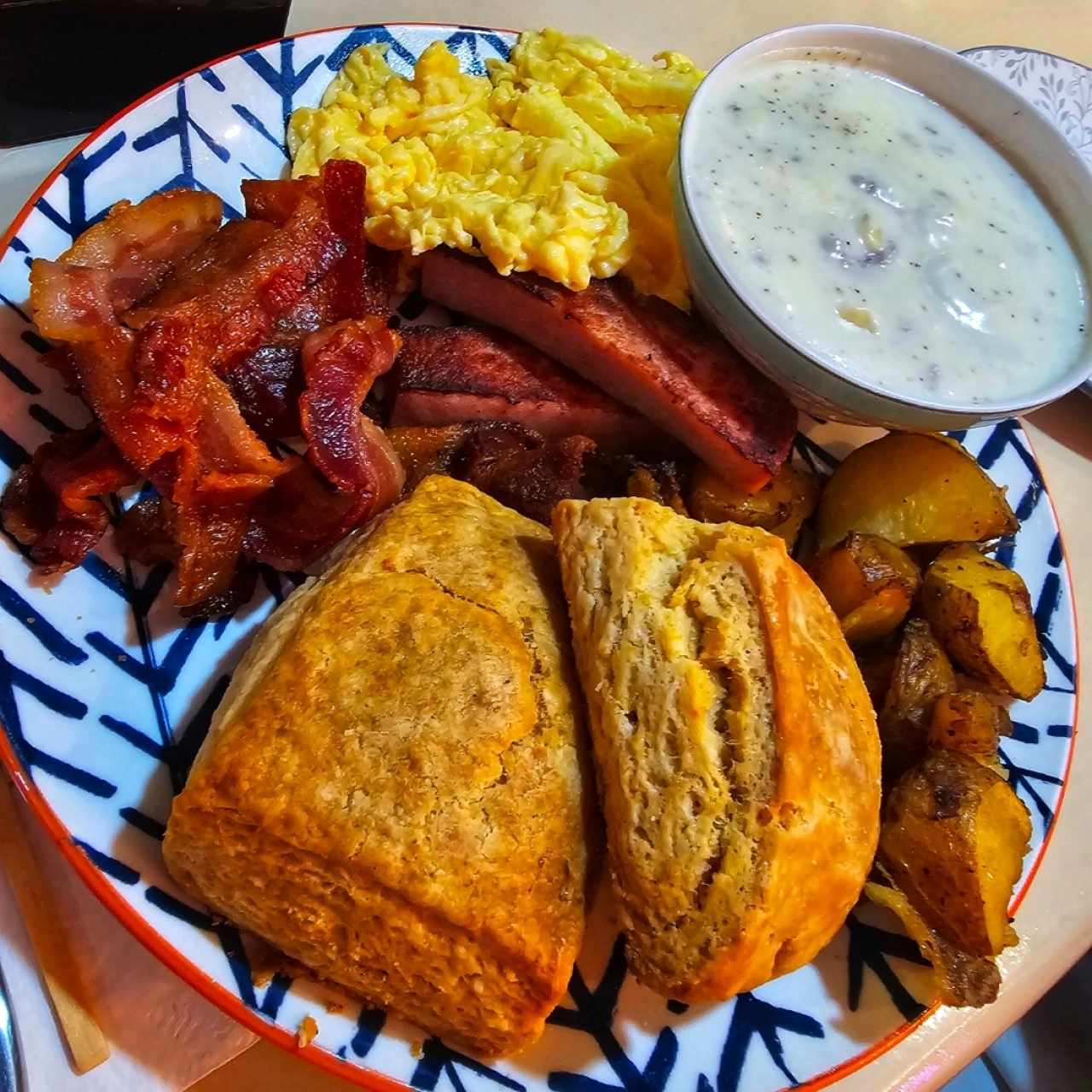Country Biscuit And Gravy Breakfast