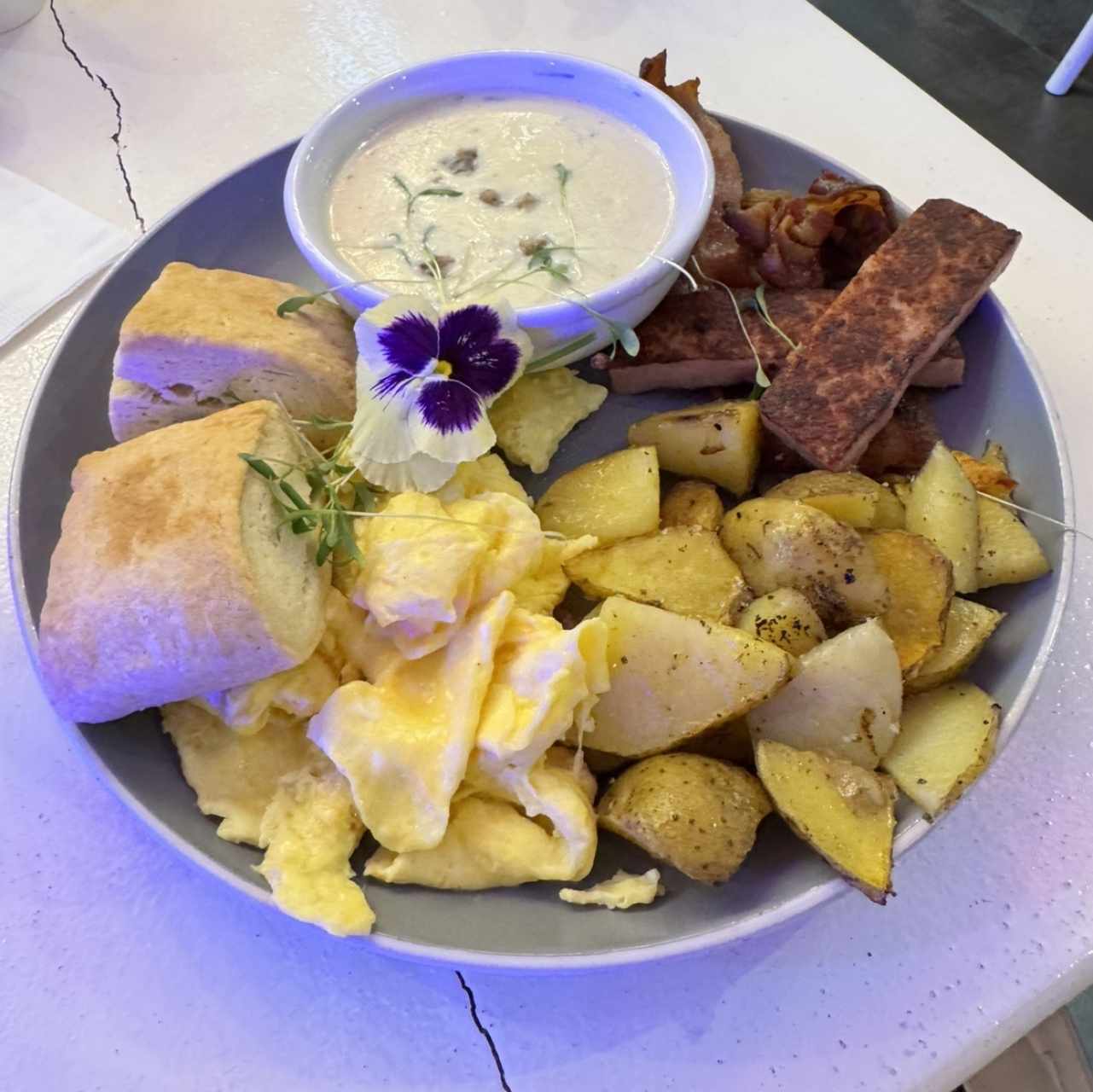 Country Biscuit And Gravy Breakfast