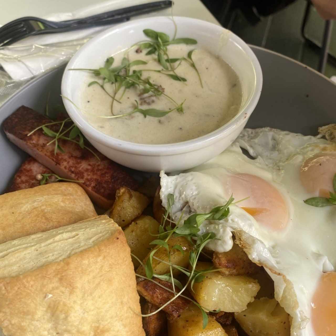 Country Biscuit And Gravy Breakfast