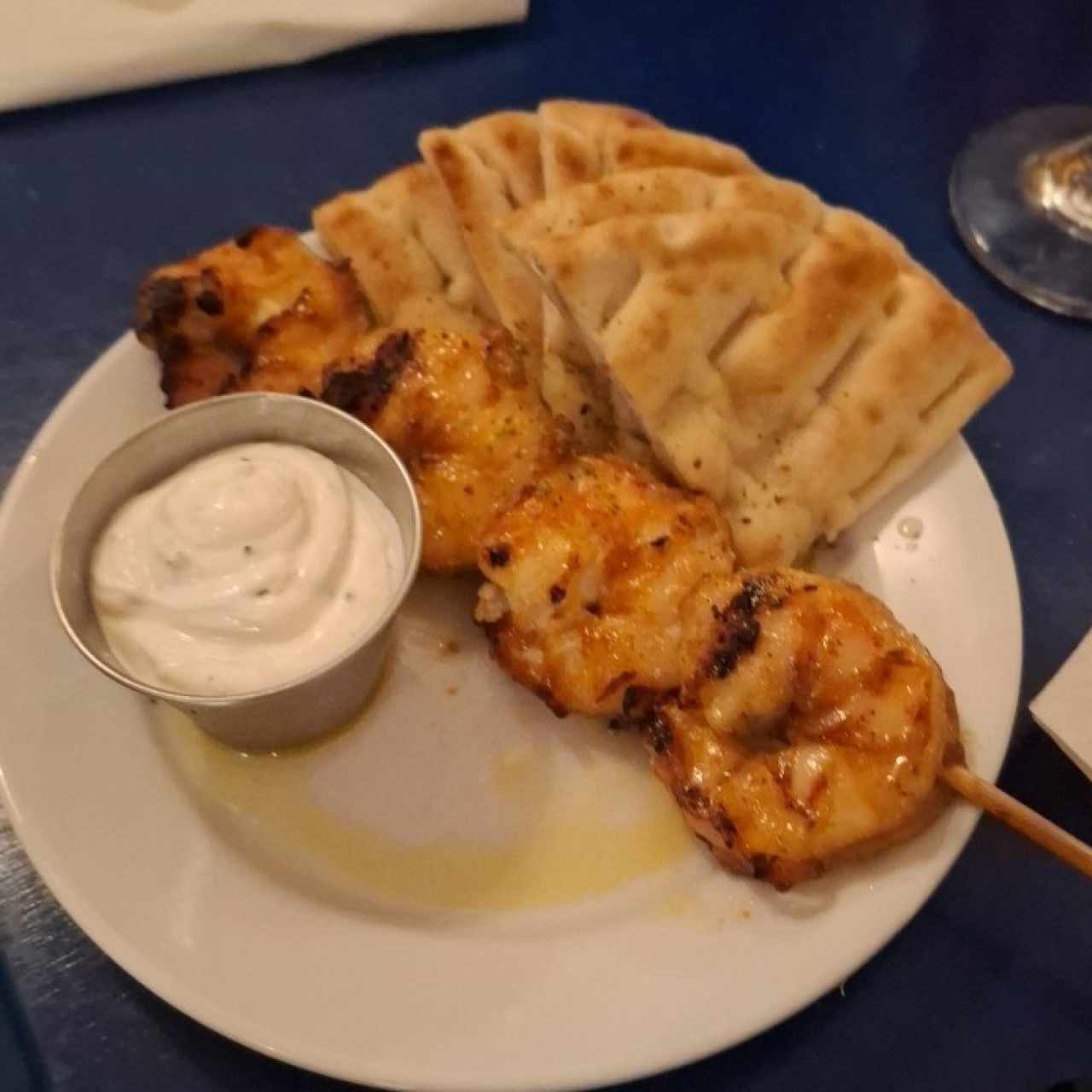 brocheta de langostino