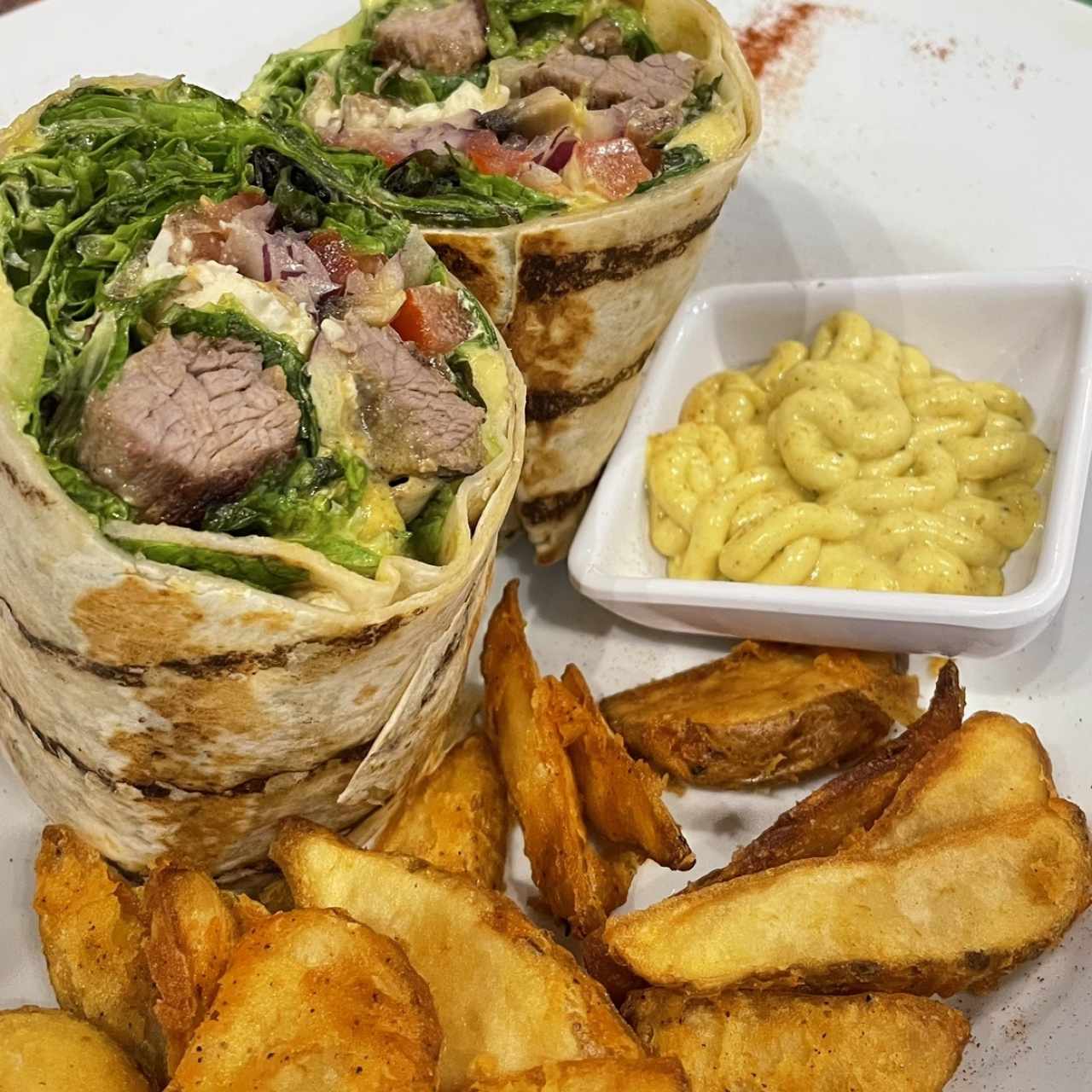 Wrap de filete de res con salsa de curry