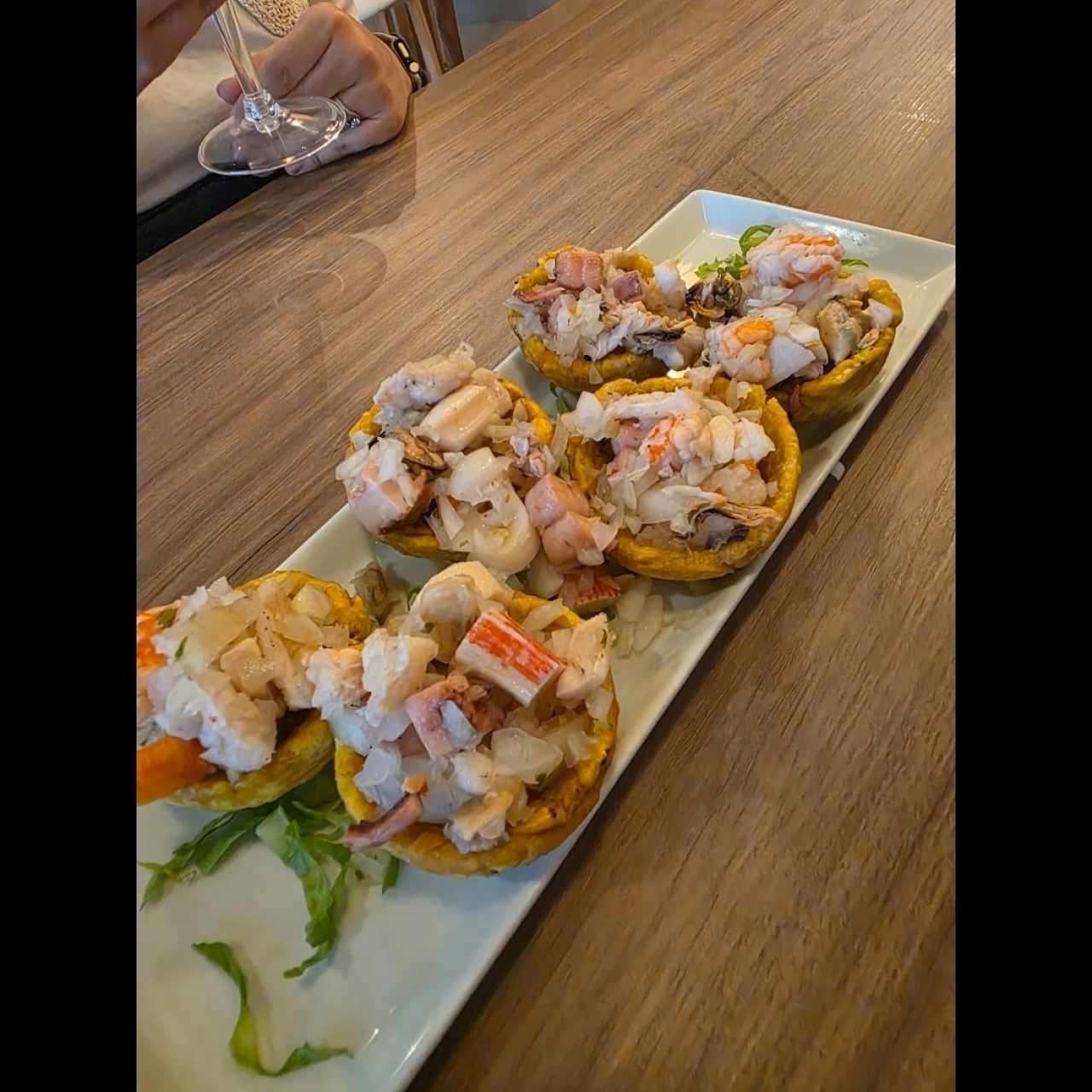 Canastas de patacón con ceviche