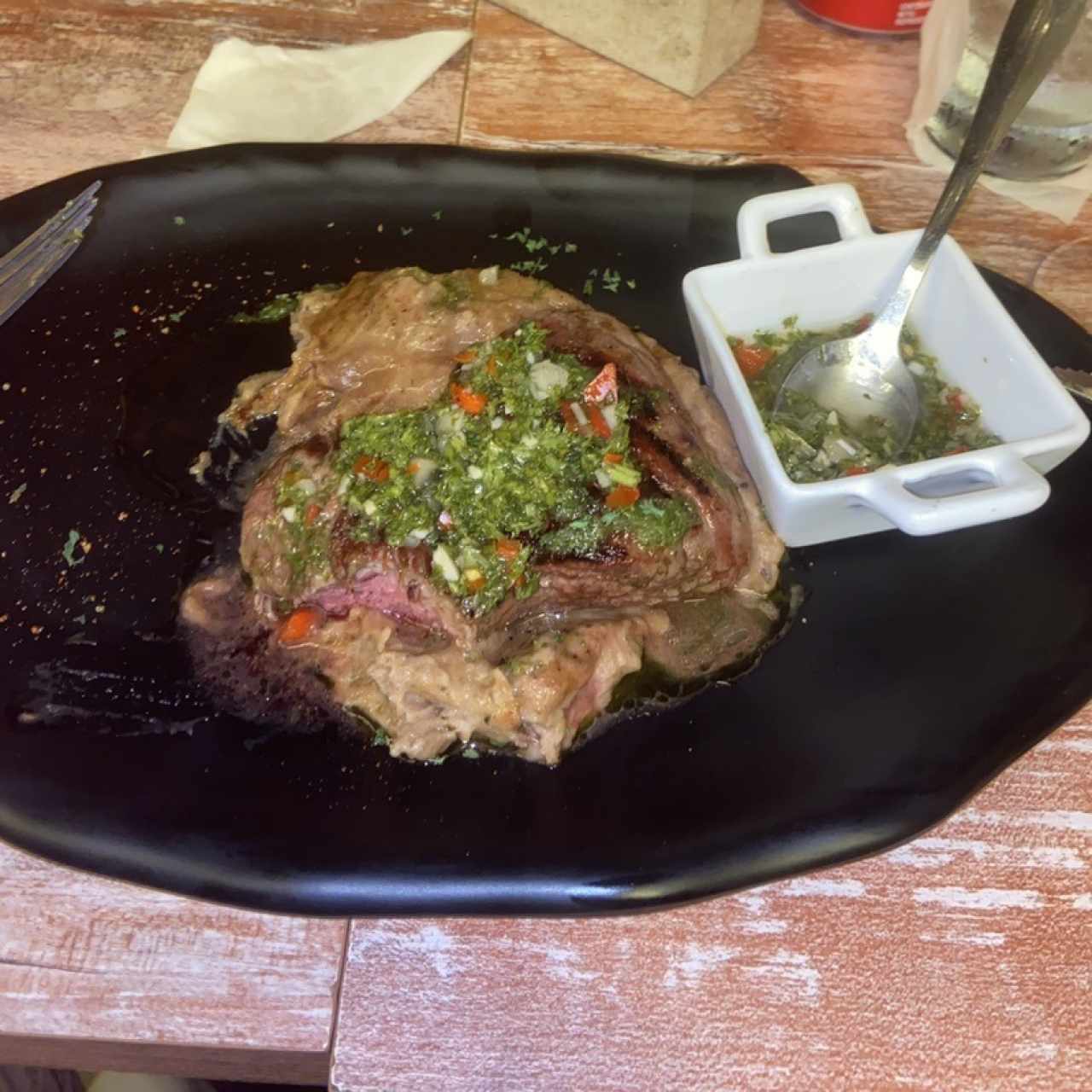 Filete de carne con pure