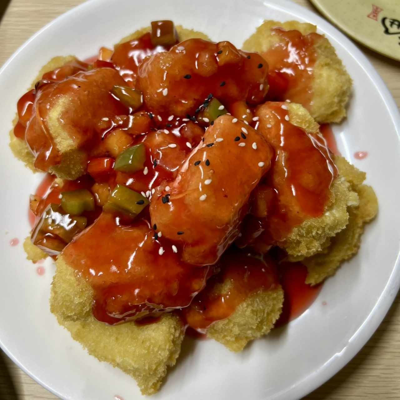 Tofu Frito En salsa Agridulce