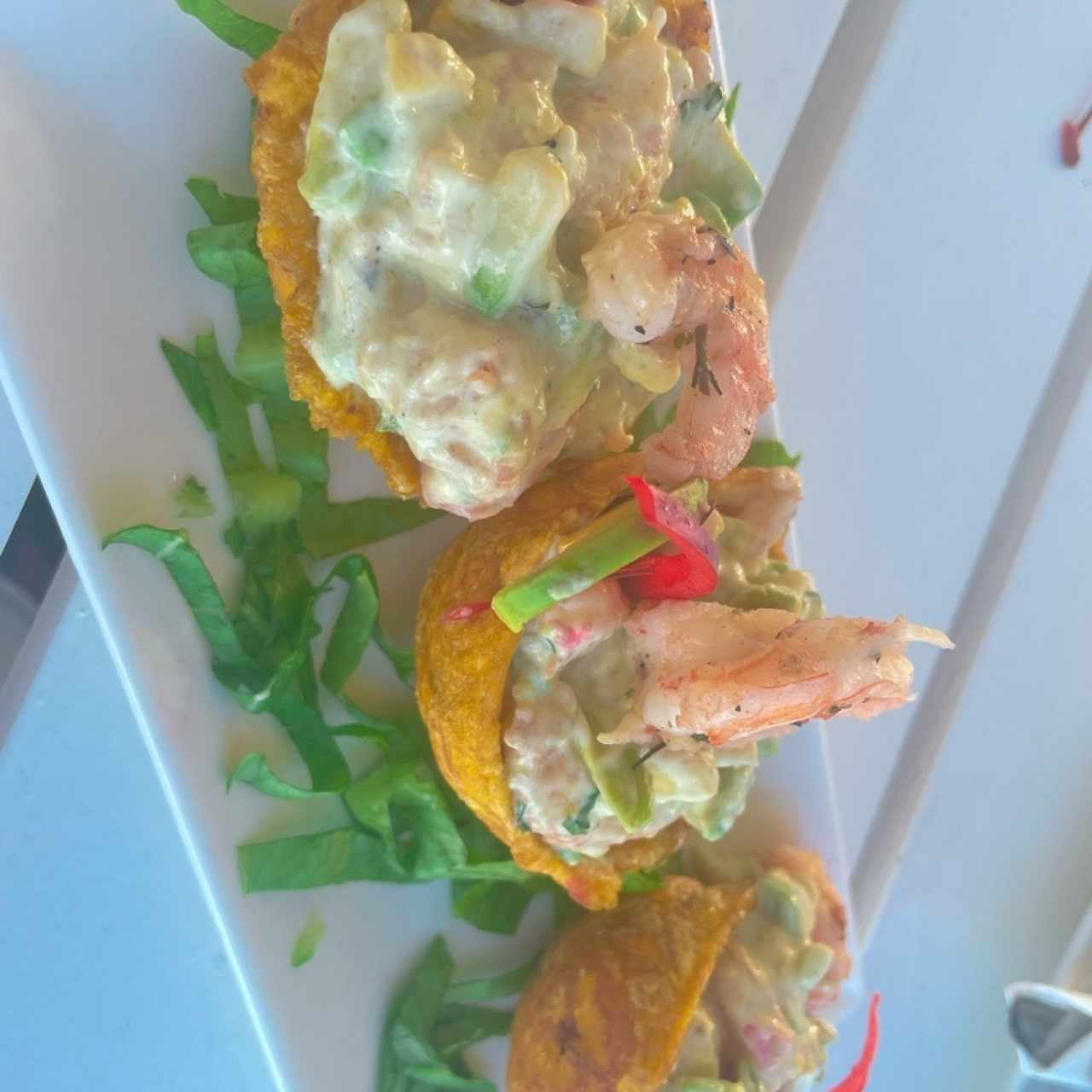 Patacones con mariscos