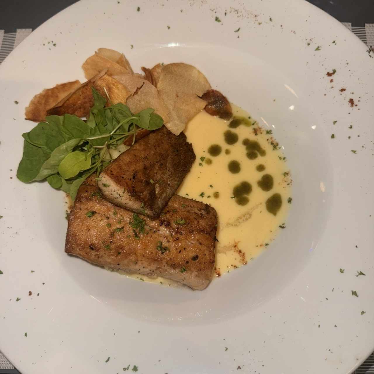 Filete de Pescado en Salsa de Coco y Mango
