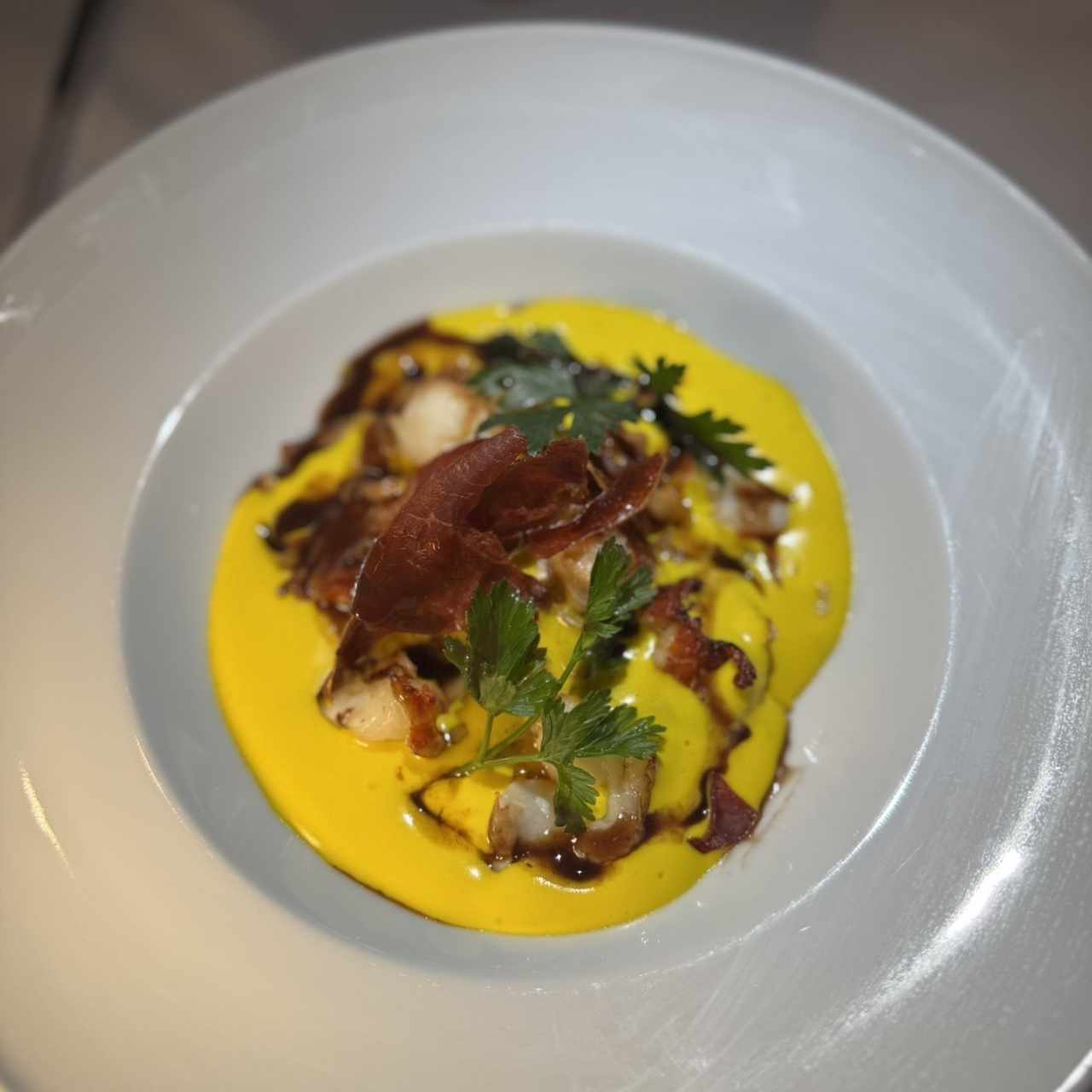 Raviolis de setas con langosta