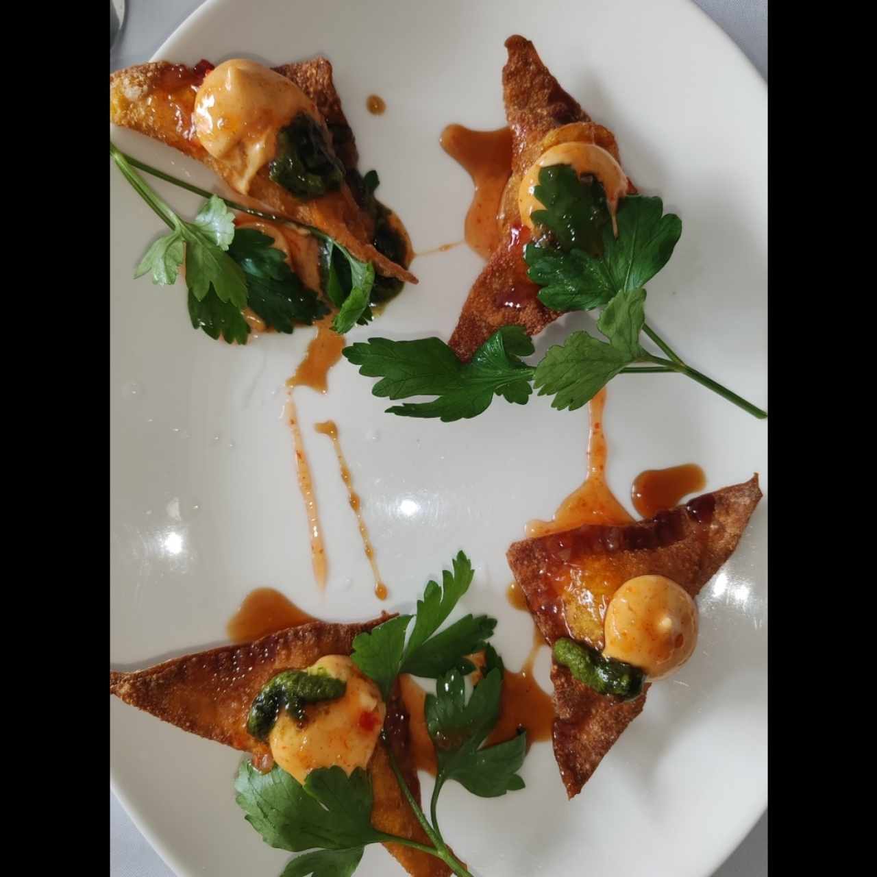 Empanaditas de wanton crujientes con chistorra