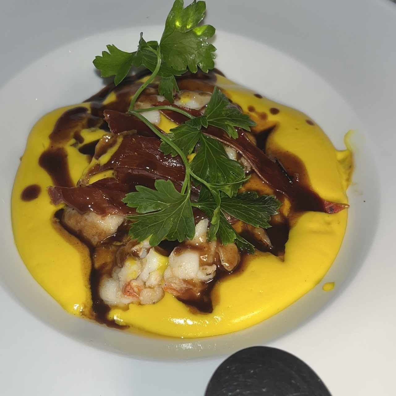 Raviolis de setas con langosta