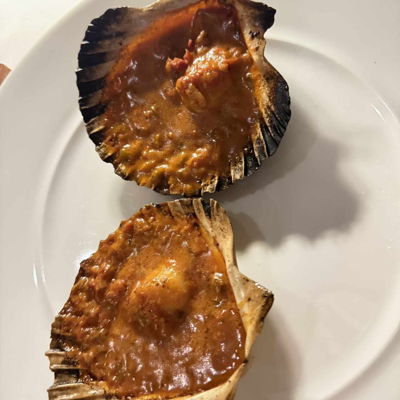 Vieiras a la gallega gratinadas con queso gruyere