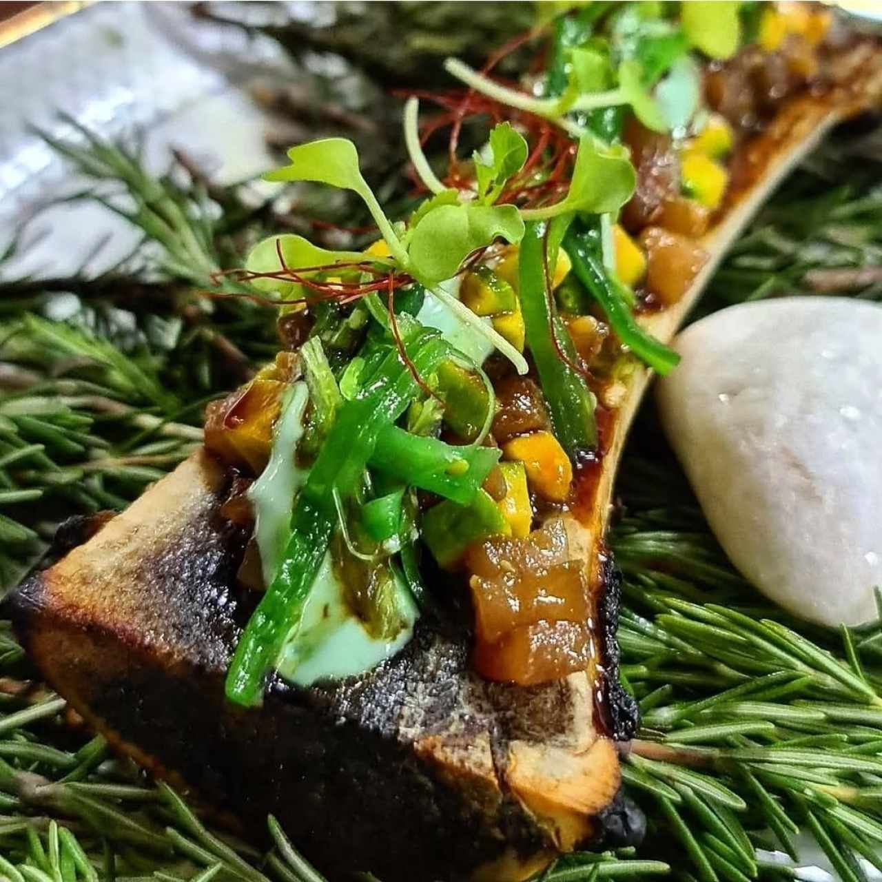 Tuétano a la brasa con tartar de atún rojo