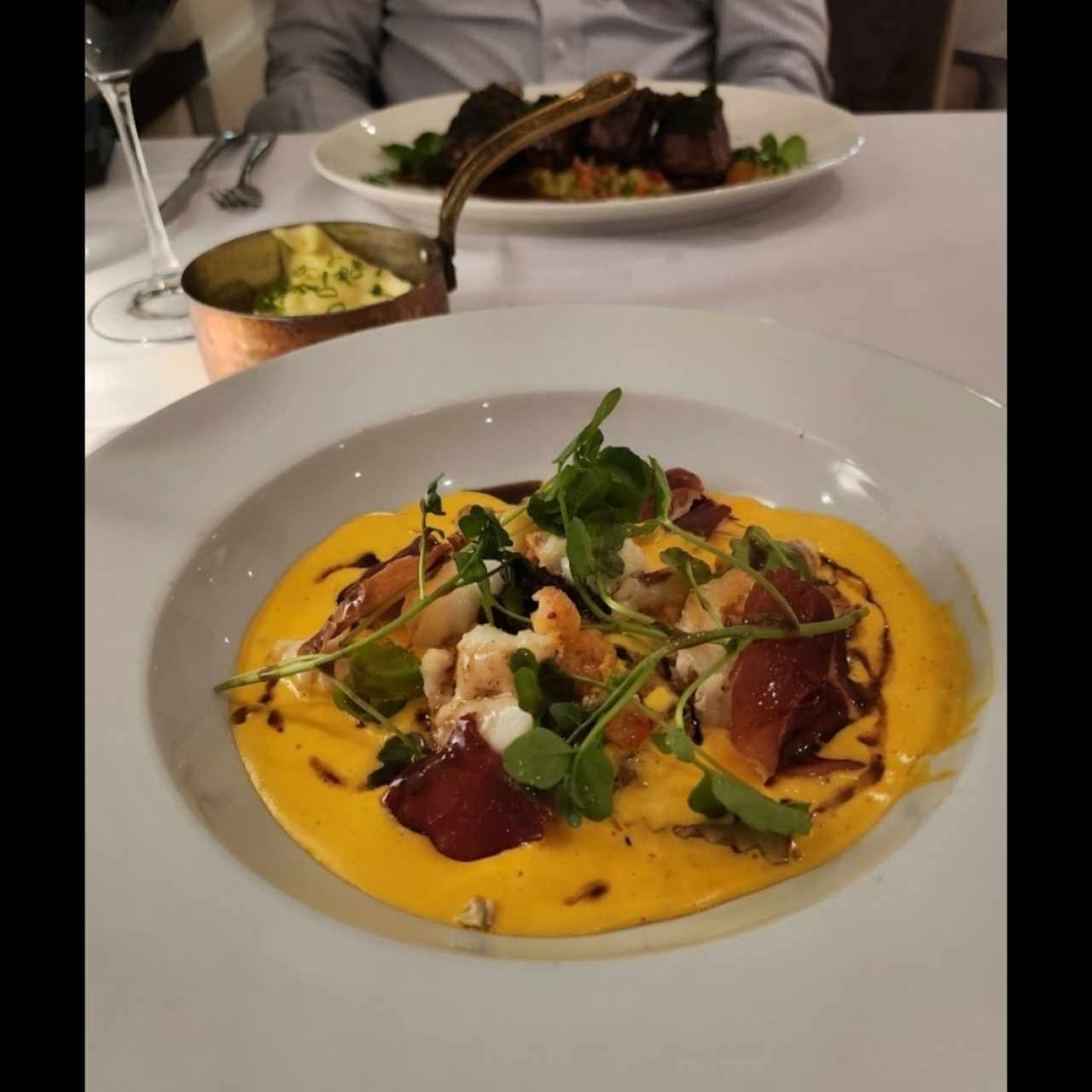 Raviolis de setas con langosta