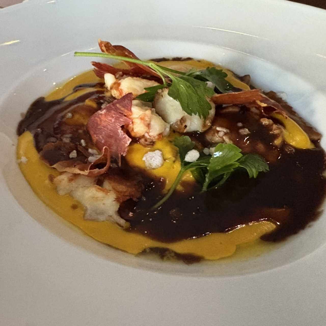 Raviolis de setas con langosta