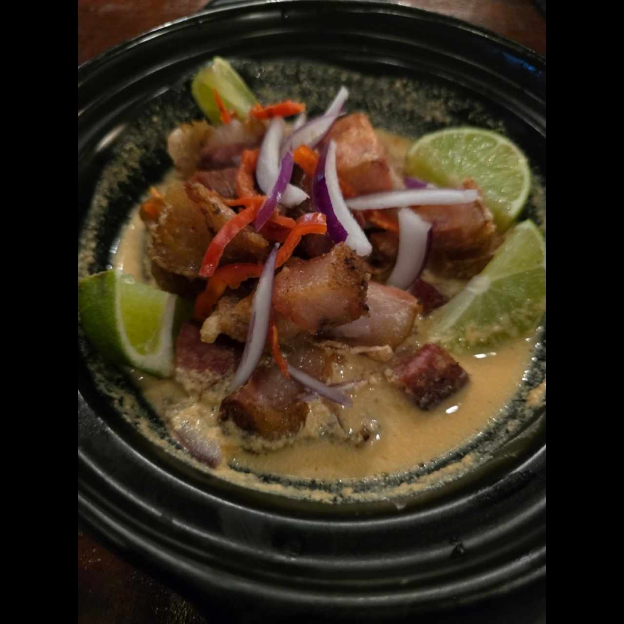 Entradas - Ceviche de porkbelly