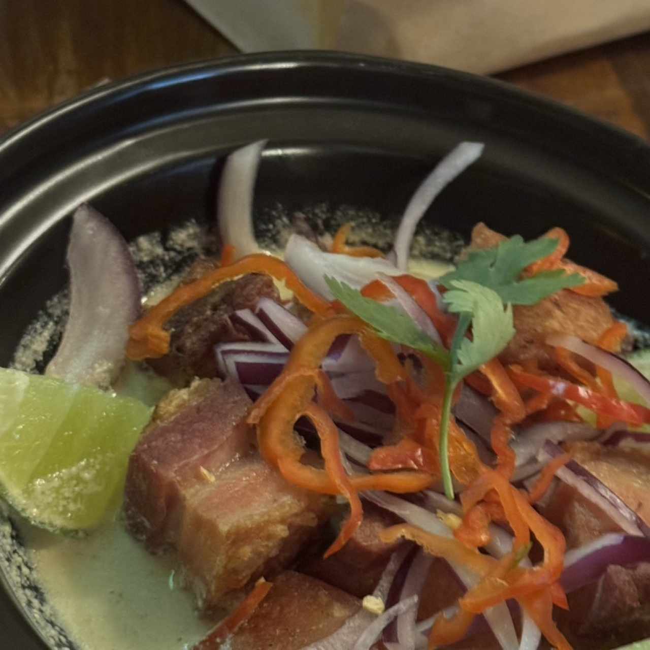 Entradas - Ceviche de porkbelly