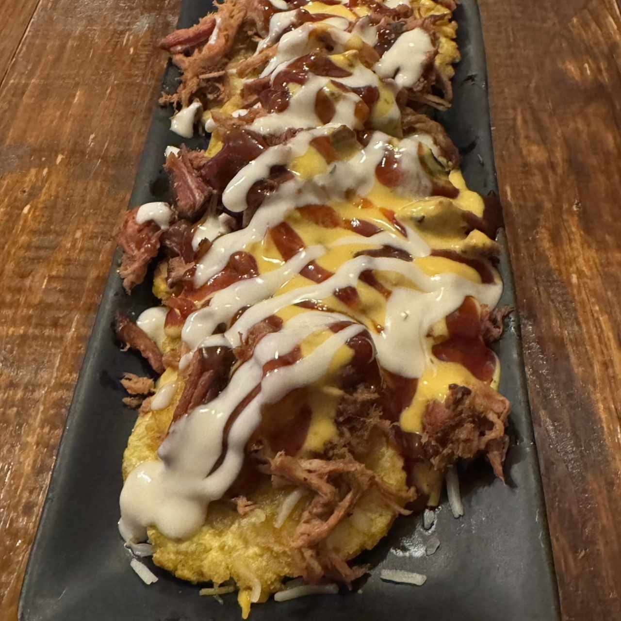 Patacones con pulled pork