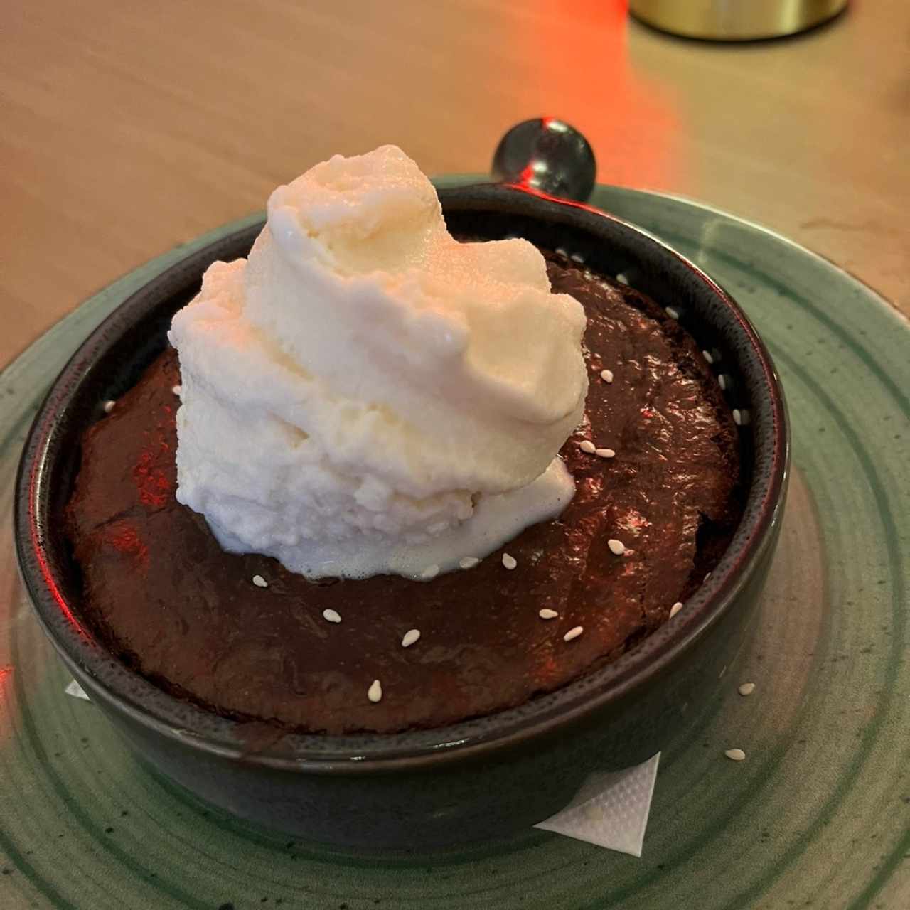 Brownie with Black Sesame Ice Cream
