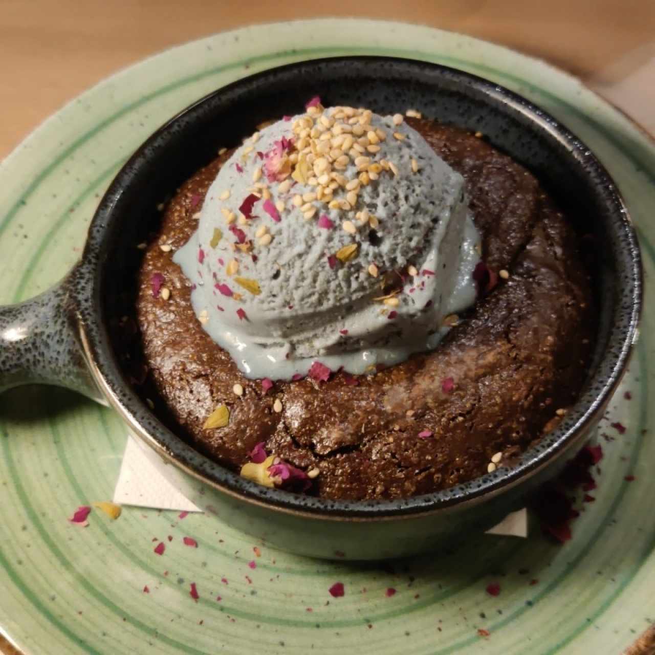 Brownie with Black Sesame Ice Cream