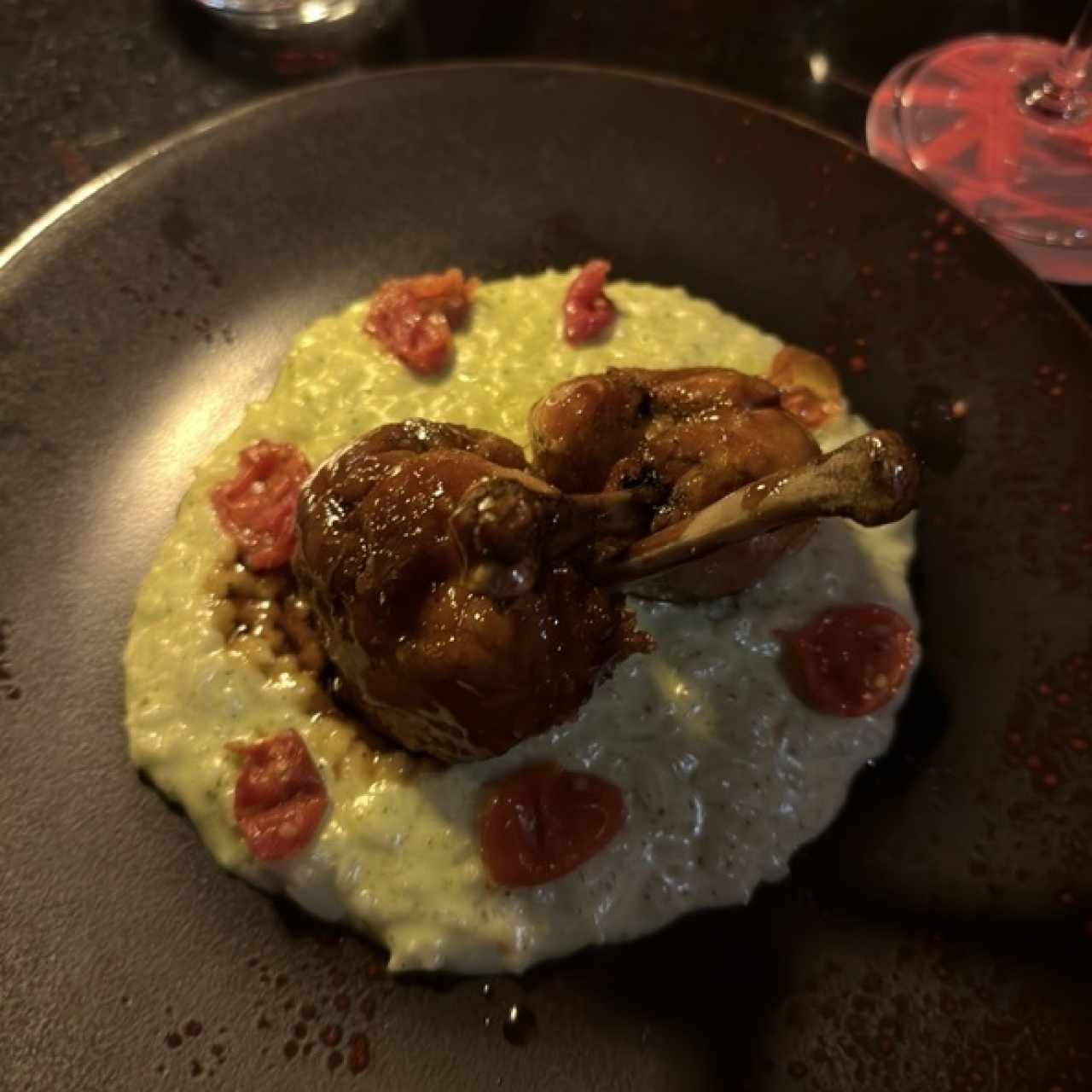 risotto de pistacho con pollo