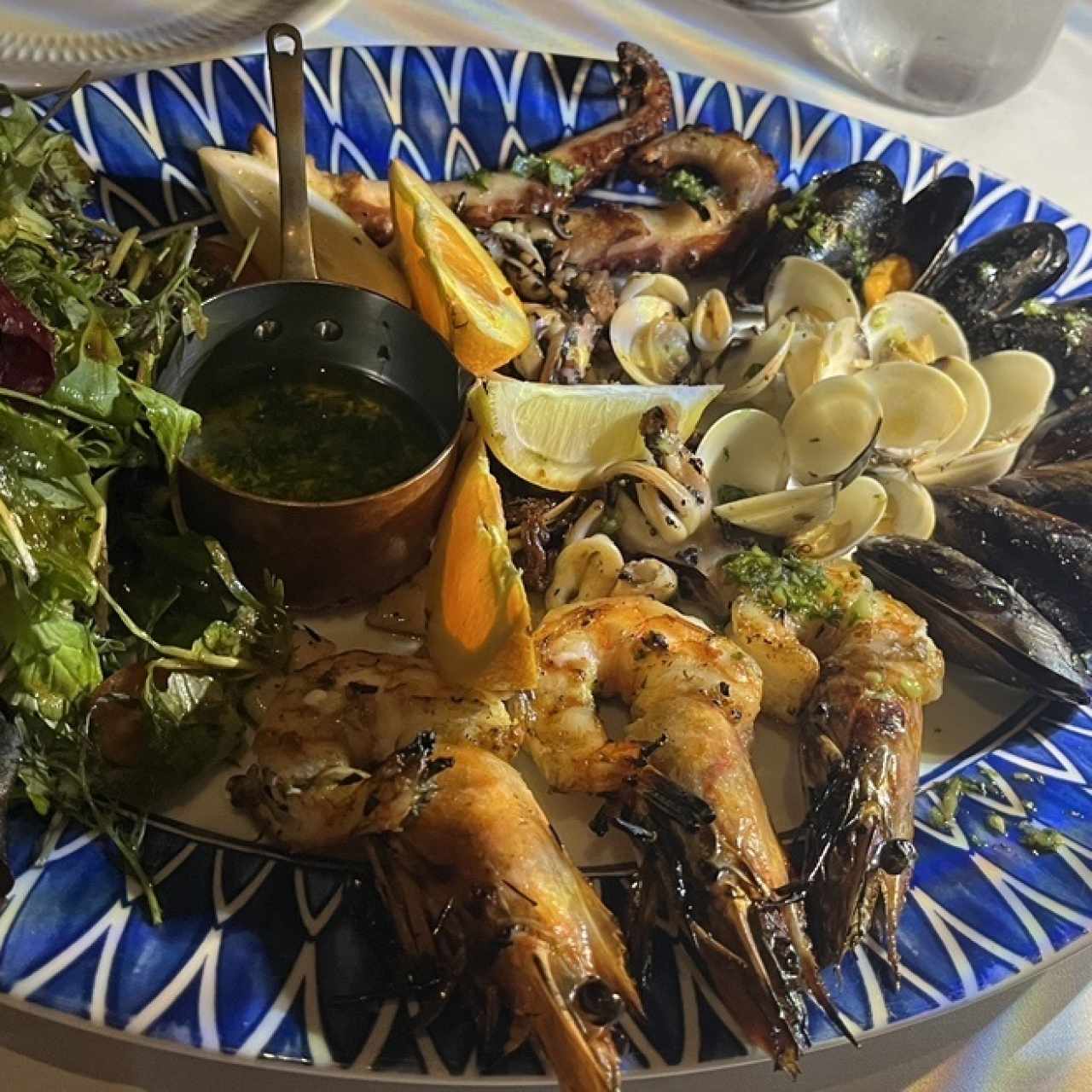 Grilled seafood platter