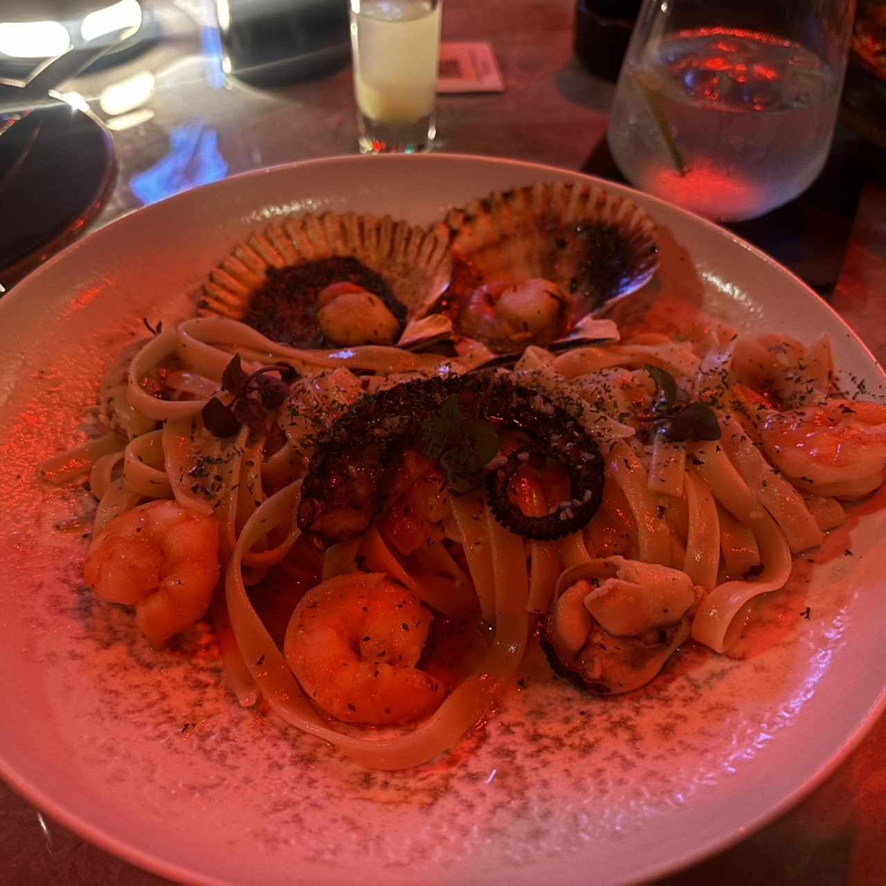 Fettuccine con mariscos 
