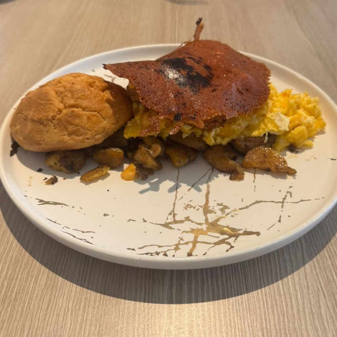 Biscuits and Chicken Hash Benedict
