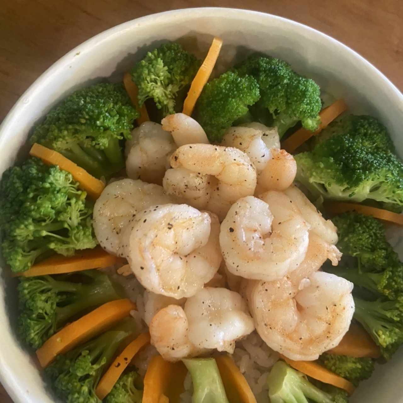 Arroz camarones con brócoli 