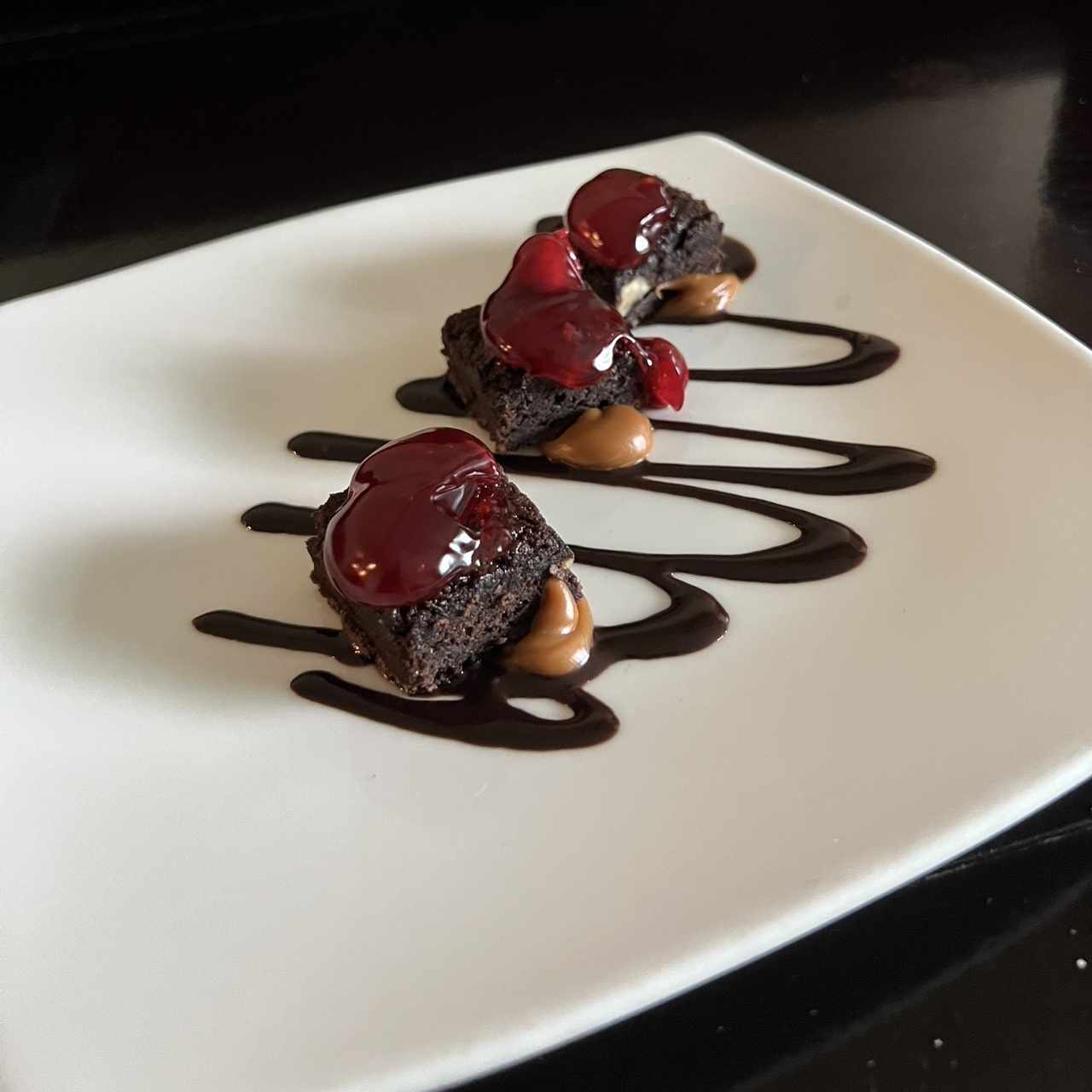 Brownie como entrada al hotel