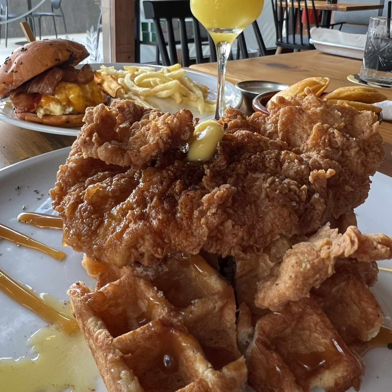Brunch chicken amd waffles