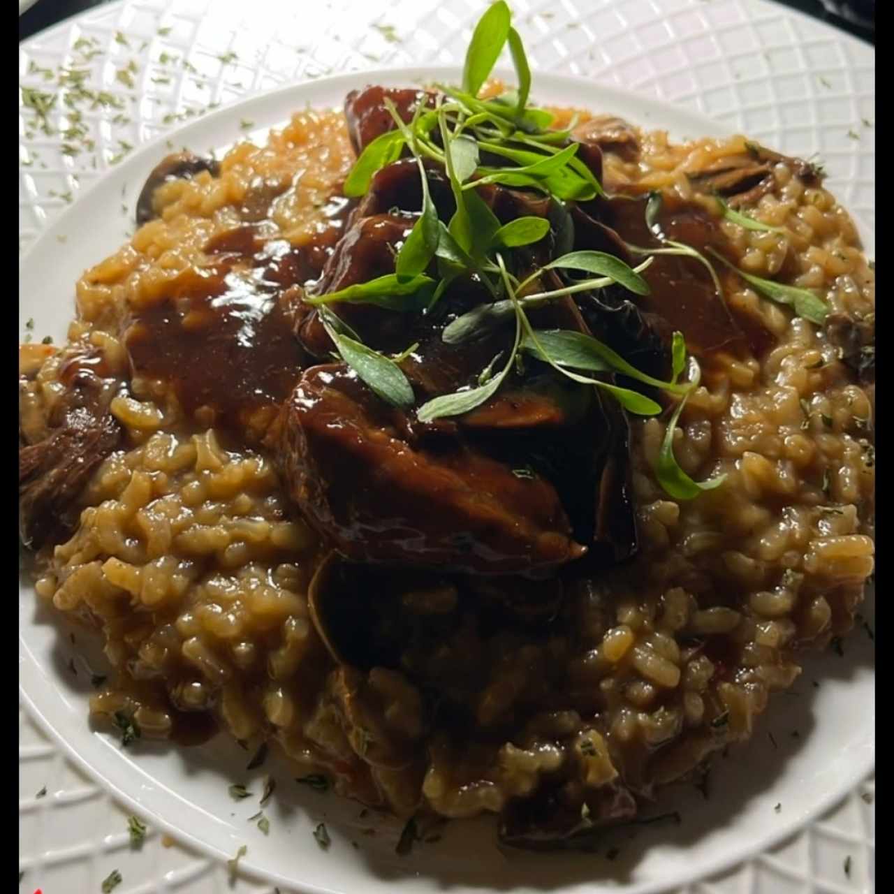 arroz meloso con filete de res